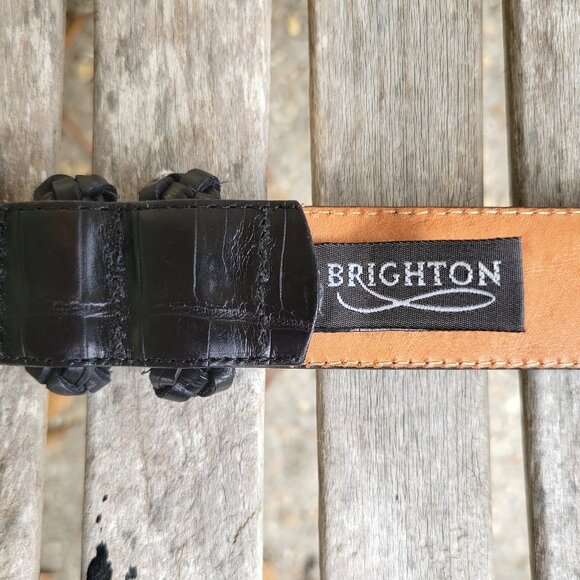 BRIGHTON Black Mock Croc Leather Belt Small - Picture 5 of 5